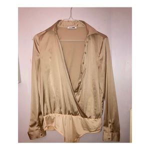 Open Silk Blouse One Piece. SOPHISTICATED AND SEXY